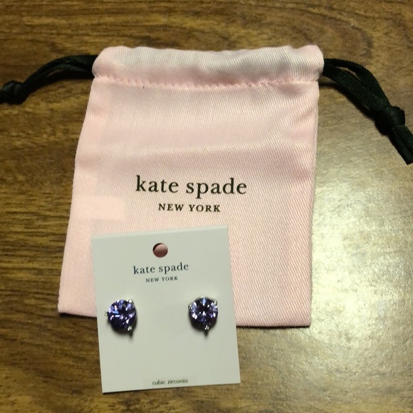 NWT Kate Spade ♠️ Purple Cubic Zirconia Stud Earrings - Picture 7 of 7